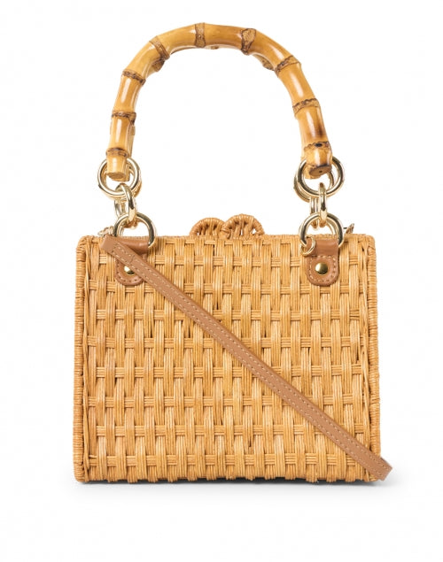 Stylish Paola Wicker Handbag with Bamboo Handle and Detachable Strap