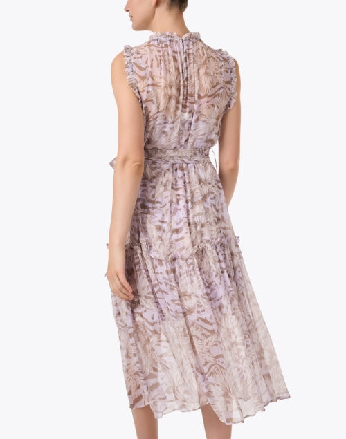 Exquisite Gemma Lilac Silk Print Midi Dress for Events