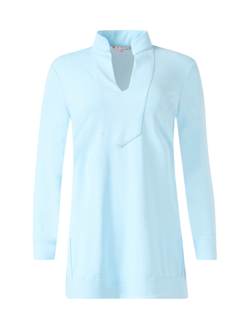 Chris Blue Breathable Nylon Tunic Top for a Polished Look