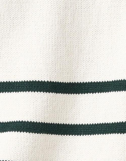 Veronica Beard Ivory and Green Striped Collared Knit Sweater for Effortless Style