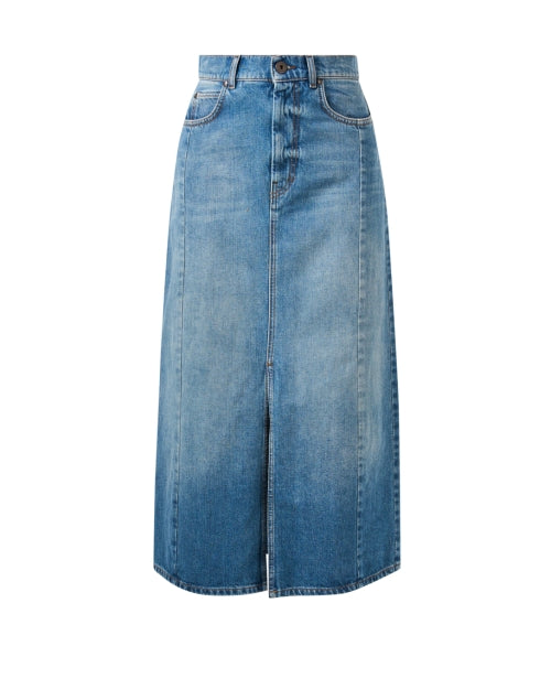Stylish Gesso 100% Cotton Denim Midi Skirt for Versatile Styling