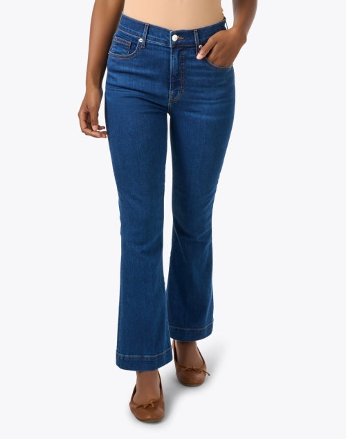 Veronica Beard Carson Blue Ankle-Length Flare Leg Stretch Denim Jeans