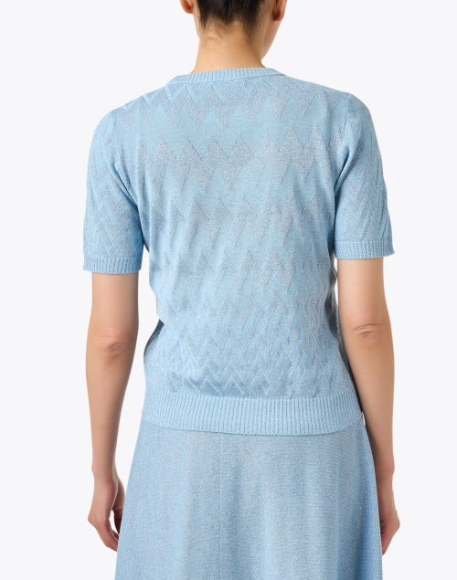 Stylish Blue Chevron Patterned Knit Women's Top