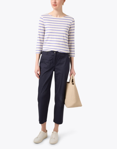MAC Jeans Nora Navy Blue Cropped Straight-Leg Women's Trousers