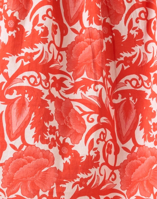 Stunning Red Floral Print 100% Cotton Elbow - Sleeve Havana Top