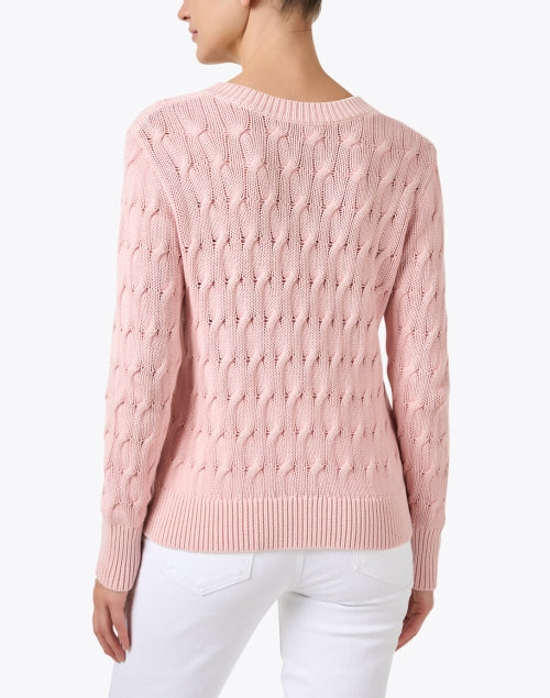 Charming Pink Cotton Cable Knit Sweater for Women