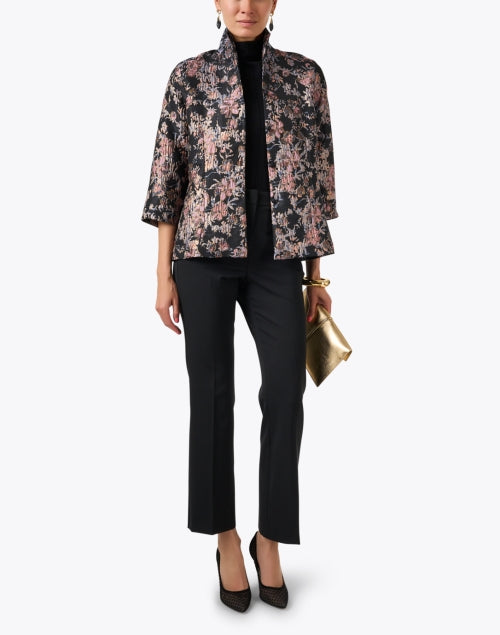 Stylish Women's Ronette Black Floral Jacquard Designer Jacket