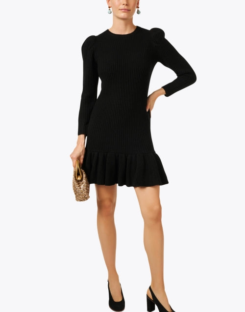 Madeleine Thompson's Stylish Black Wool Cashmere Blend Knit Sweater Dress
