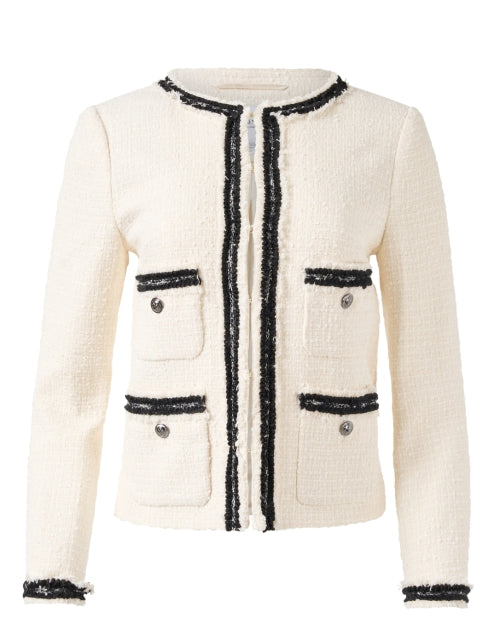 Stylish Cream and Black Collarless Jacket by LK Bennett
