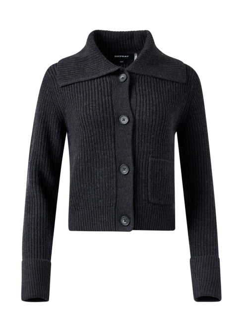Stylish Dark Grey Wool Knit Cardigan for Your Closet