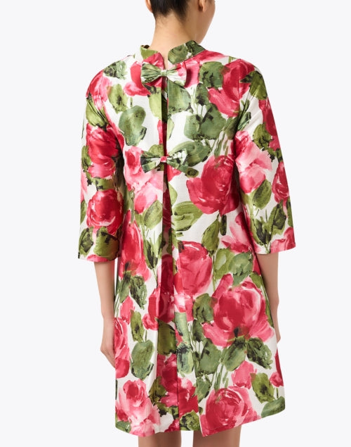 Diplomat Feminine Pink and Green Floral-Print Charming Dress