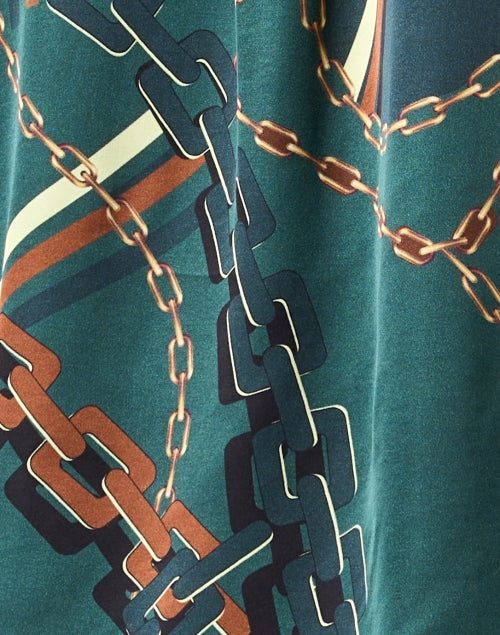 Stylish Green Blouse with All - over Chain Link Print