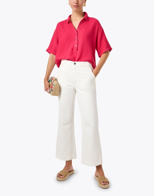 Ansel Red Cotton Collared Casual Shirt for Warm Weather