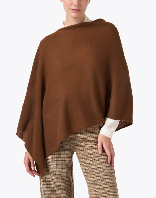 Soft Light Brown Cashmere Ruana Poncho for Cool Weather