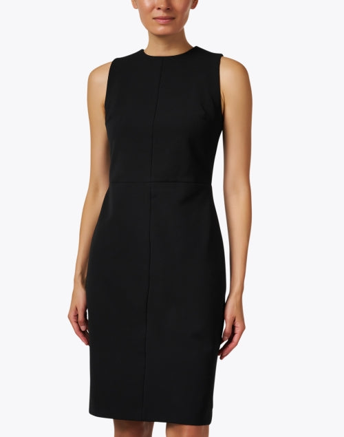 Stretch Cotton Blend Black Sheath Dress for Timeless Style