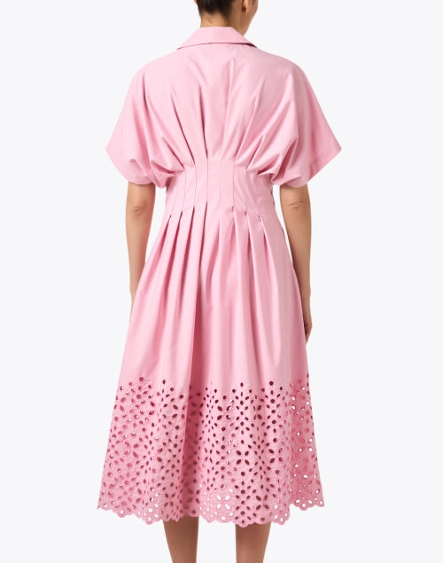 Vera Pink Cotton Blend Pleated Shirt Dress for a Polished Look