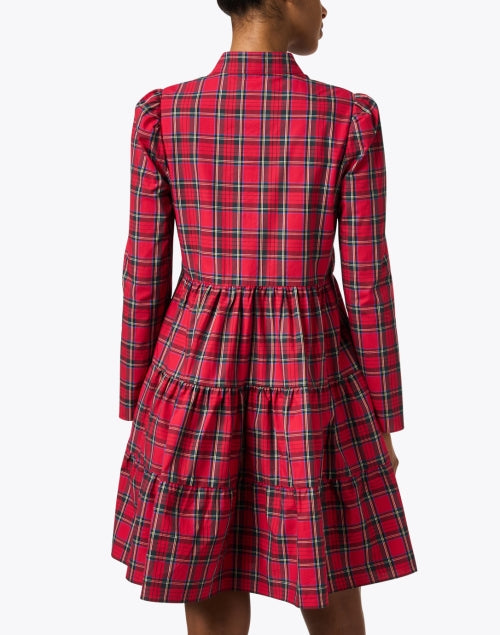 Stylish Red Multi Checkered Tunic-style Women's Dress