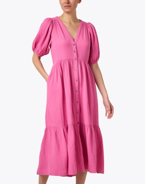 Stylish Lennox 100% Cotton Pink Maxi Dress for Comfortable Wear
