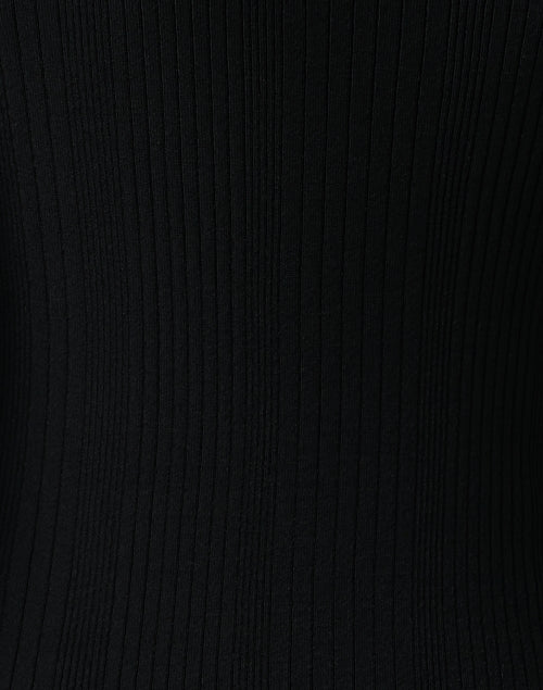 Timeless Black Slim-Fitting Ribbed Top with Square Neck and 3/4 Sleeves