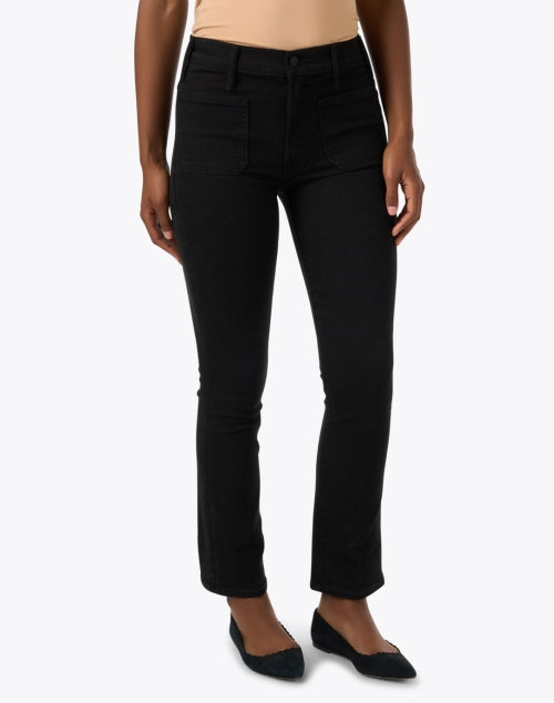 Mother's Stylish Black Stretch Denim Patch Pocket Bootcut Jeans