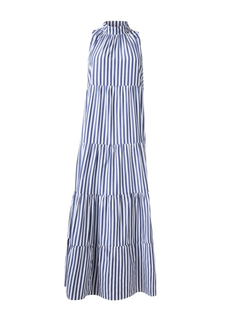 Navy and White Striped Relaxed-Fit Cotton Halter Rosalina Dress