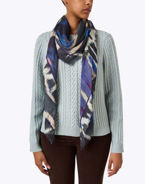 Indigo Soft Multi - Ikat Patterned Cashmere Scarf for Stylish Wear