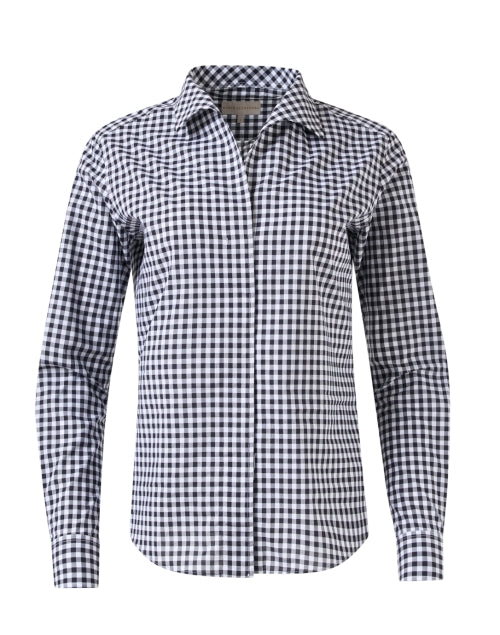 Stylish Signature Black-and-White Gingham Crisp Cotton Shirt for Women