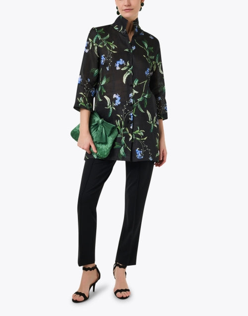 Stylish Rita Black Floral Linen Jacket for Special Occasions