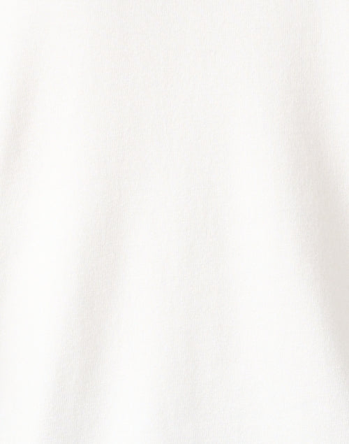 Ivory-colored Knit Crew Neck Top with Button Detailing on Cuffs
