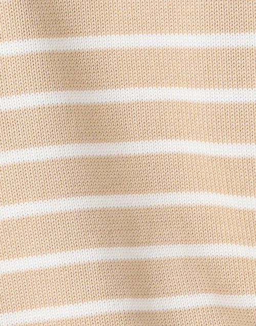 Stylish Beige Striped Cotton Knit Sweater for Versatile Wear