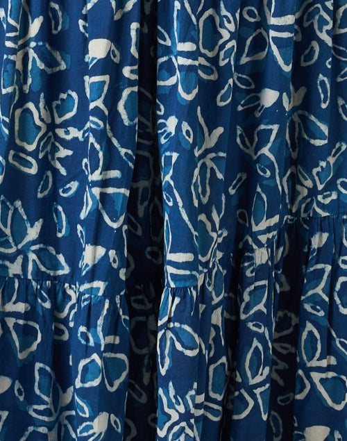 Stylish Uva Blue Printed Lightweight Cotton Maxi Dress for Women
