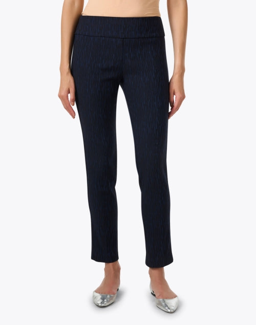 Stylish Navy and Black Elastic Waist Pull - On Ankle Pants
