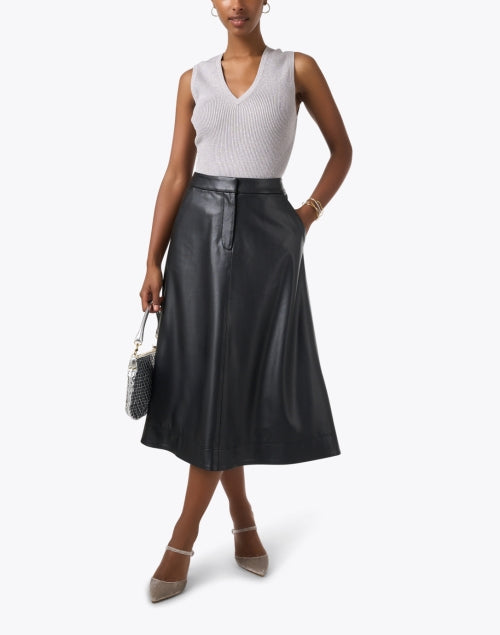 Veronica Beard Women's Faux Leather A-Line Louise Black Midi Skirt