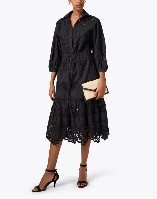 Stylish Hutton Black Eyelet Women's Shirt Dress for Elegant Occasions