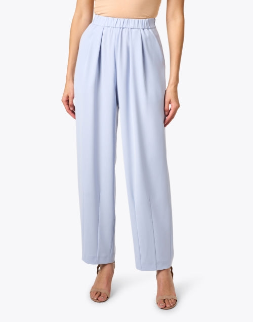 Stylish Blue Cady Women's Wide - Leg Pants