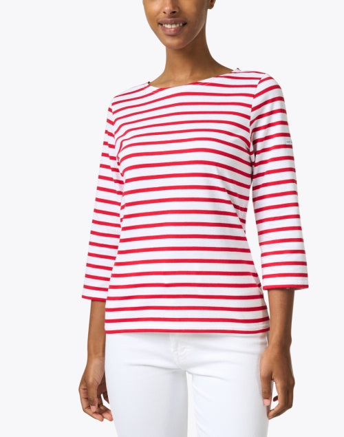 Luxurious Airy Cotton White and Red Striped Casual Shirt