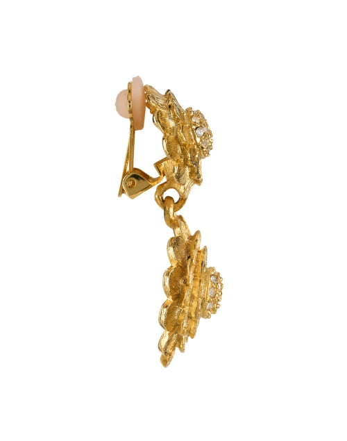 Gorgeous Gold-Plated Crystal Cluster Floral Clip-On Earrings