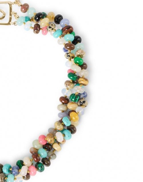Gorgeous Multicolored Agate Triple - Strand Beaded Necklace by Kenneth Jay Lane