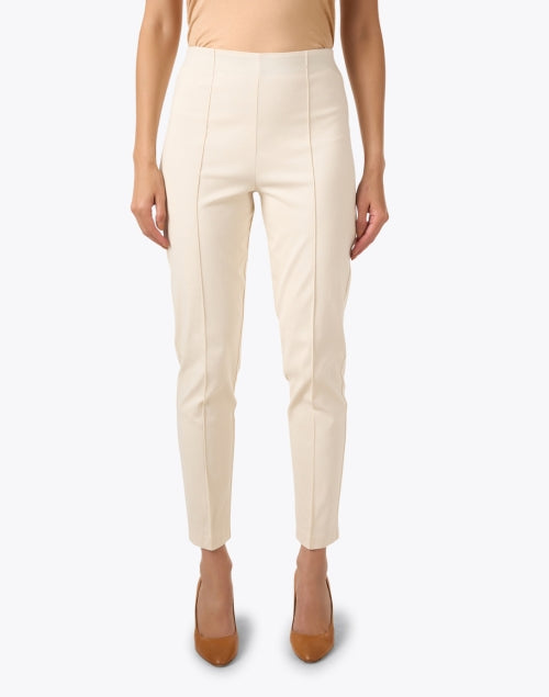 Elegant Ecru Pull - On Slim Ankle - Length Pants for Modern Women