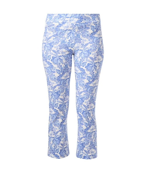 Leo Blue Paisley Cropped Flare Women's Trousers for All-Day Styling