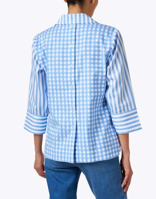 Aileen's Light Blue and White Striped Feminine Cotton Top