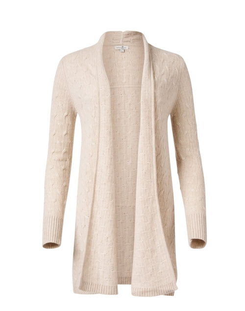 Sophie Beige Cable Knitted Luxury Cashmere Women's Cardigan for All - Season Wear