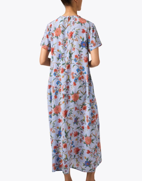 Weekend Max Mara Revere Style Blue Floral Pattern Silk Women's Dress