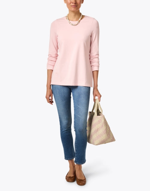Soft Pale Pink Peruvian Pima Cotton Women's Ruched Sleeve T-Shirt