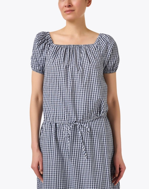 Navy and White Checked Maddie Cotton Top for Stylish Looks