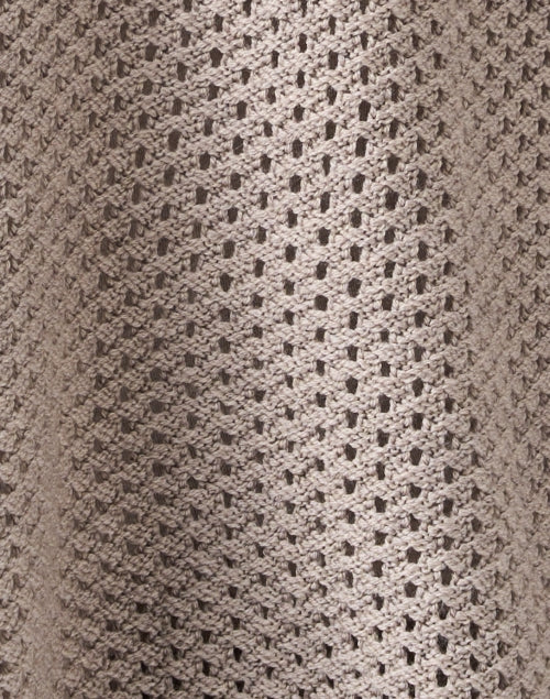 Stylish Taupe-colored Wool Short Sleeve Open Knit Sweater for Layering