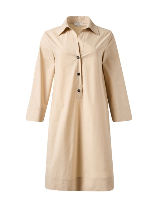 Stylish Tan Cotton Poplin Relaxed-Fit Dress