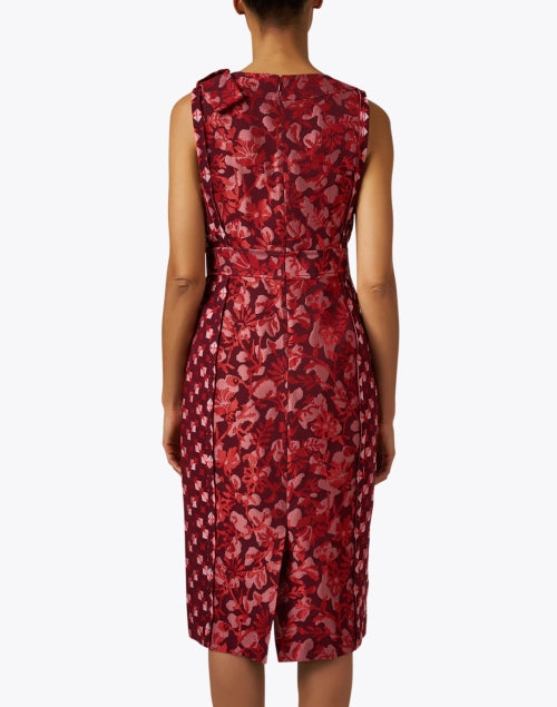 Gorgeous Rich Red Multi-Patterned Jacquard Sheath Dress