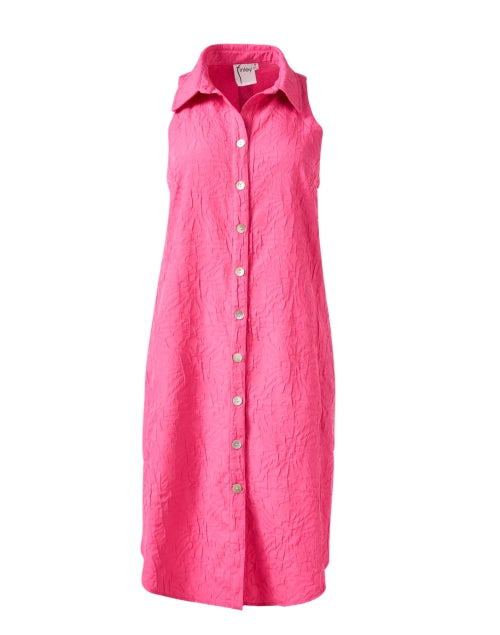 Pink Textured Swing-style Shirt Dress for Women's Casual Wear