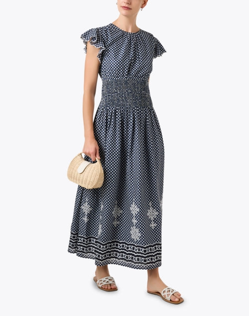 Stylish Aurelia Navy-Printed Cotton Women's Summer Dress